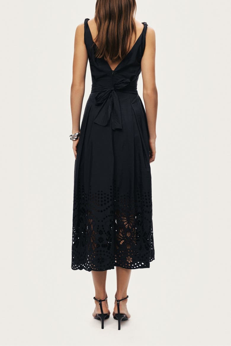 Sleeveless Embroidered Midi Dress, Alternate, color, Black