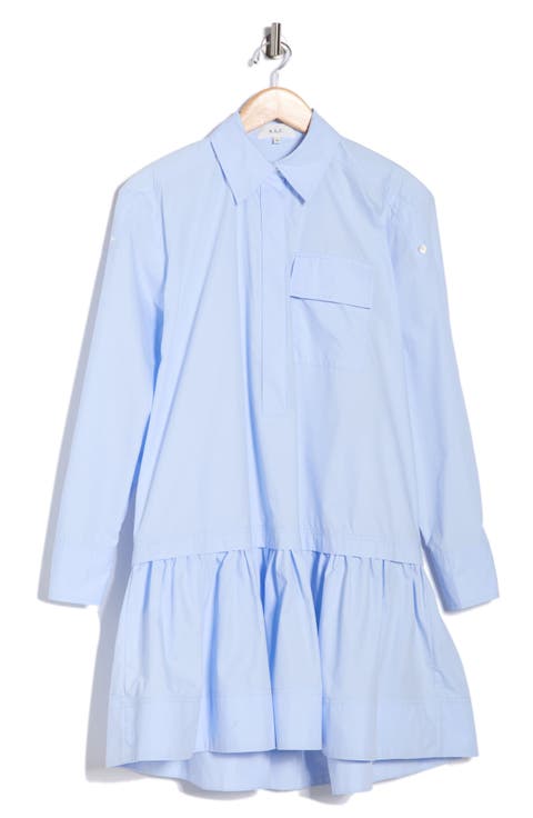 Brooke Long Sleeve Ruffle Cotton Shirtdress