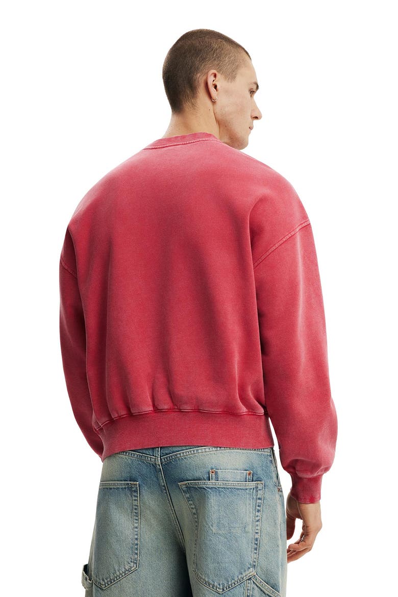 Men's Oversized Graphic Crew Sweater, Alternate, color, Chilli Pepper Wash  Italia