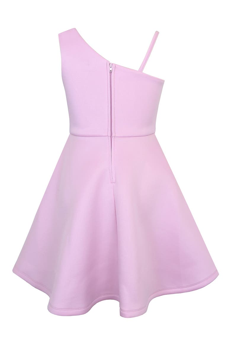 Kids' One-Shoulder 3D Flower Scuba Knit Dress, Alternate, color, ORCHID