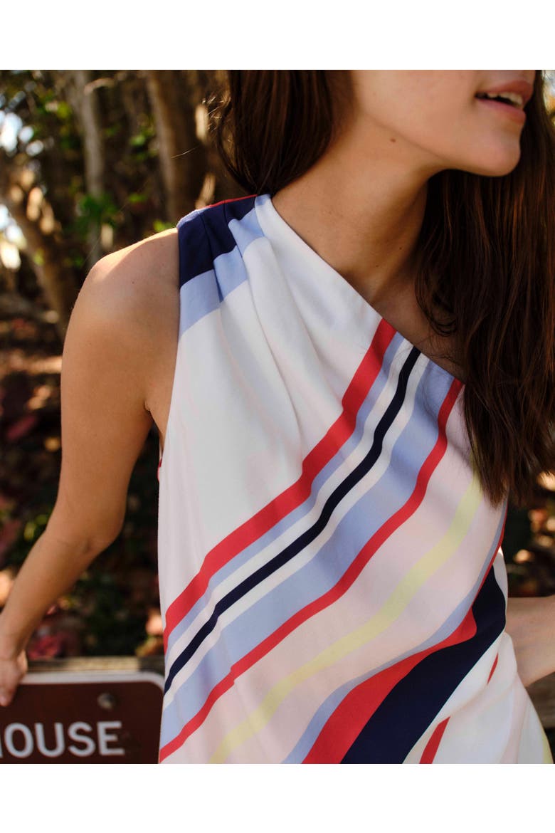Samantha One-Shoulder Mini Dress, Alternate, color, Nantucket Stripe