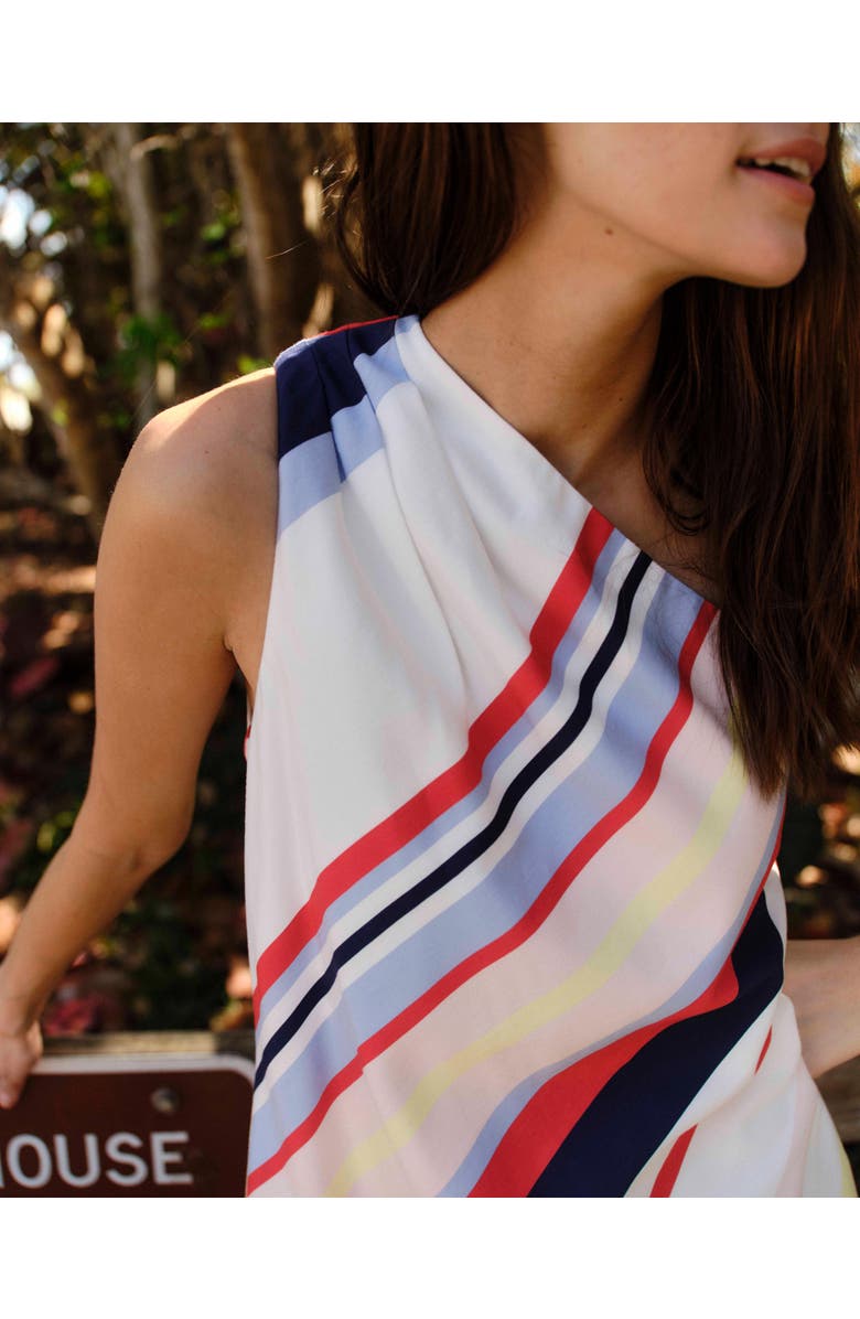 Cartolina Samantha One-Shoulder Mini Dress, Alternate, color, Nantucket Stripe