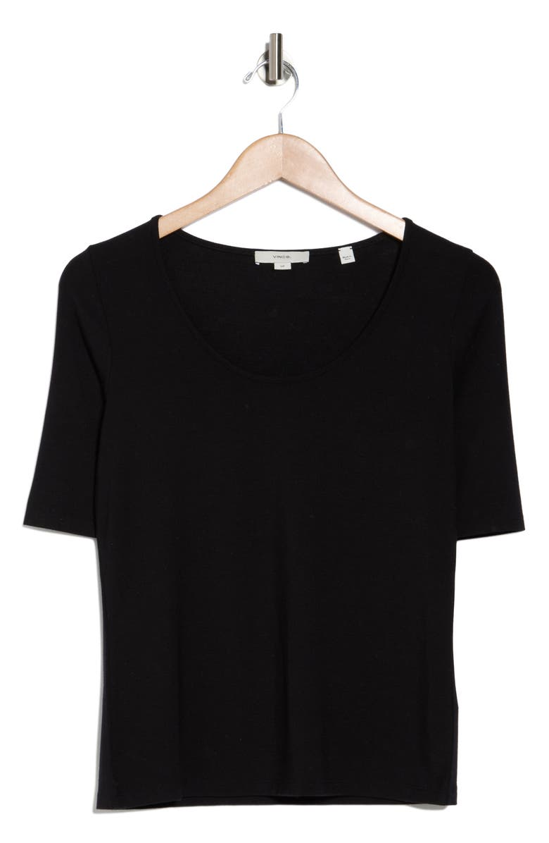 Vince Scoop Neck Elbow Sleeve T-Shirt, Alternate, color, Black