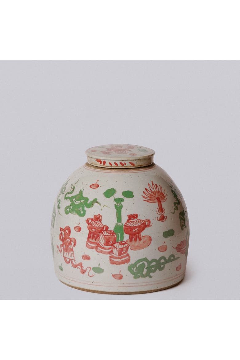Rustic Porcelain Ancient Treasures Large Jar, Alternate, color, Pink + Green