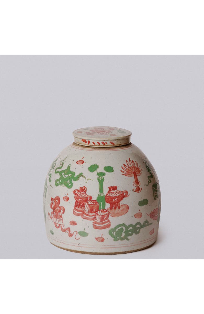 Cobalt Guild Rustic Porcelain Ancient Treasures Large Jar, Alternate, color, Pink + Green