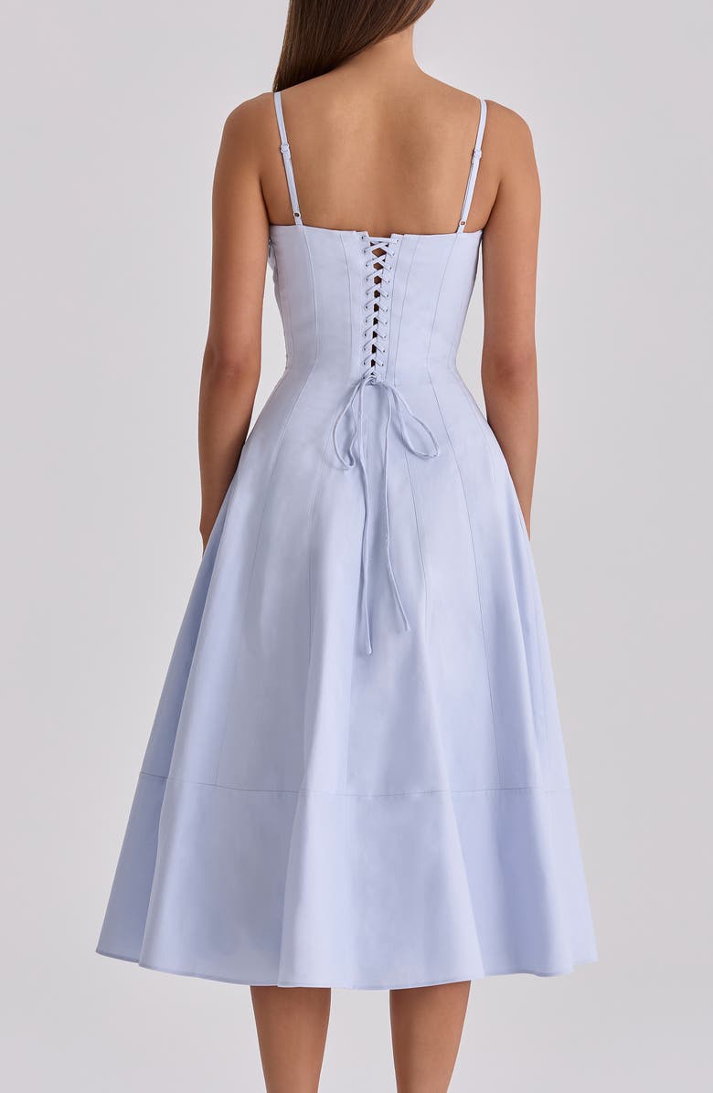 HOUSE OF CB Millie Bluebell Corset Bodice Stretch Cotton Cocktail Dress, Alternate, color, Bluebell