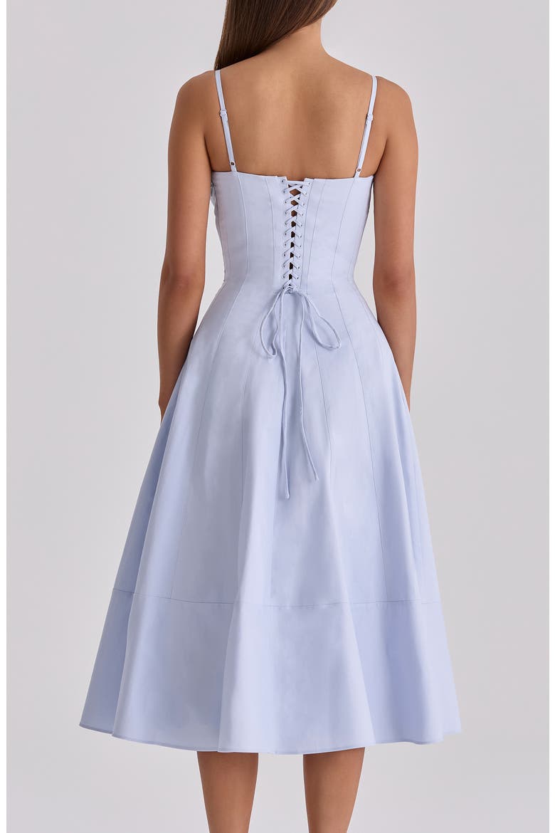 clarabelle corset bodice pima cotton blend cocktail dress House OF CB Clarabelle Detachable Corset Cotton Midi Dress
