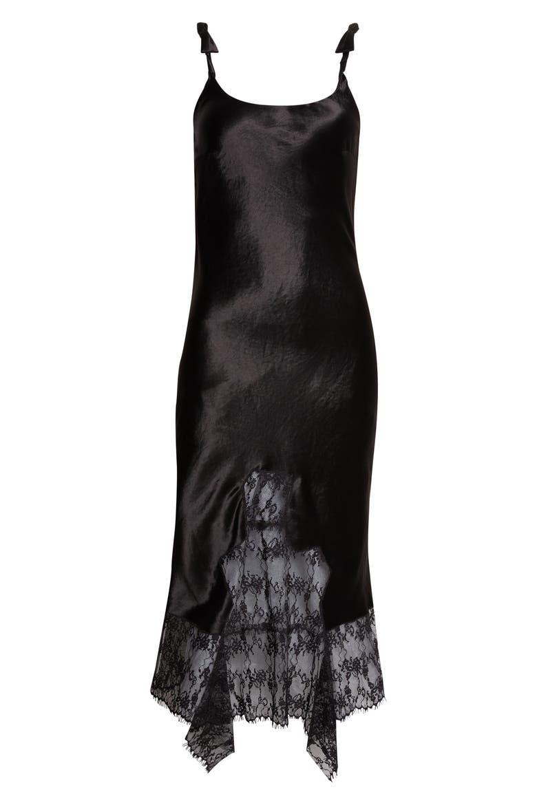 Cypress Painted Daisy Lace Trim Slipdress, Alternate, color, BLACK