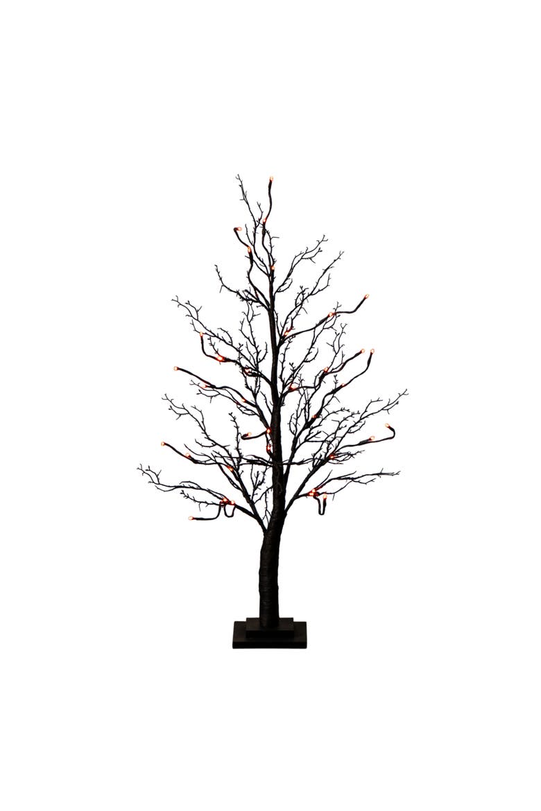 3-ft Pre-Lit Halloween Deluxe Black Twig Artificial Tree with 36 Orange & Purple LED Lights, Main, color, Black