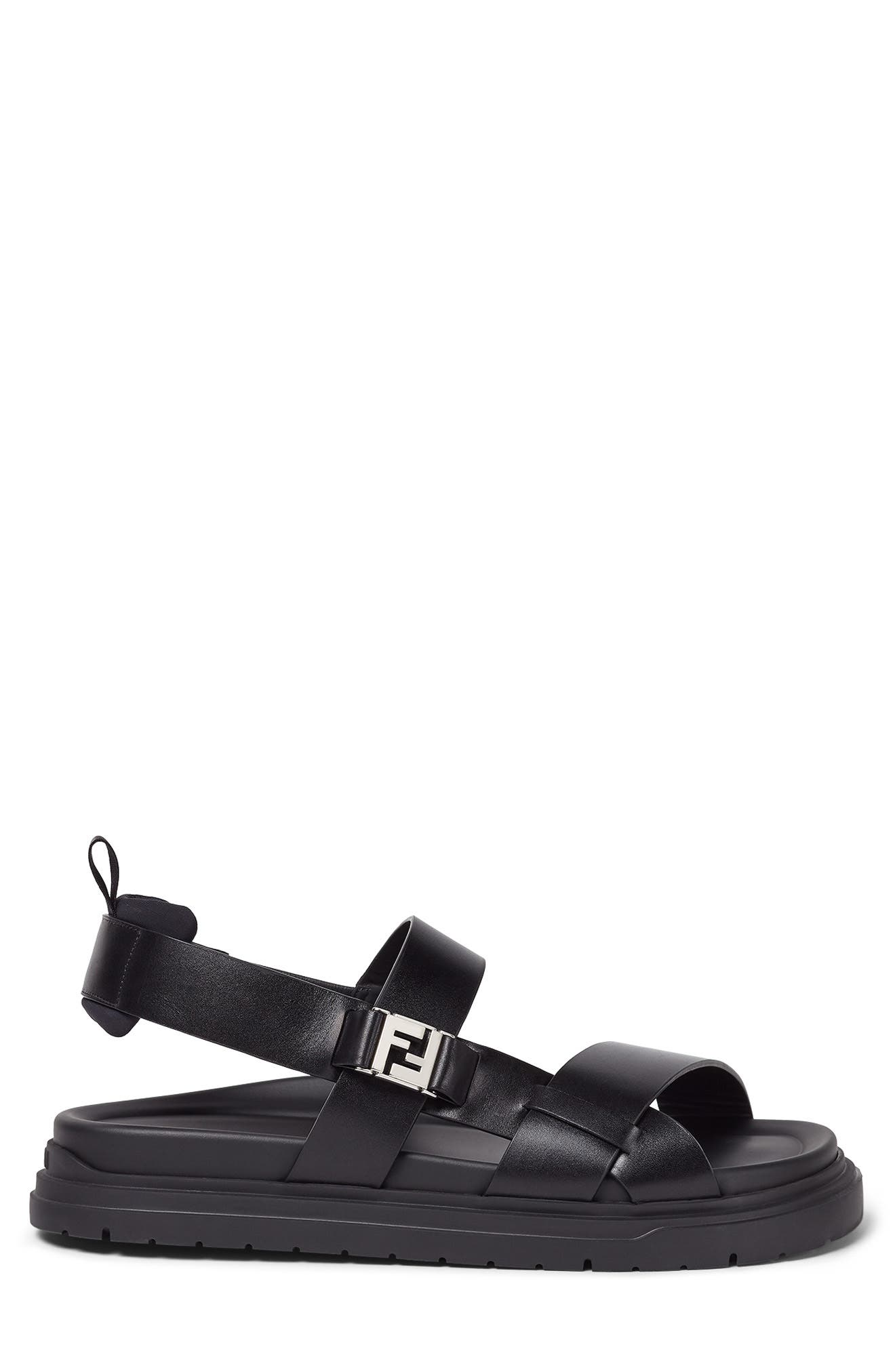 Fendi FF Sandal, Alternate, color, Nero
