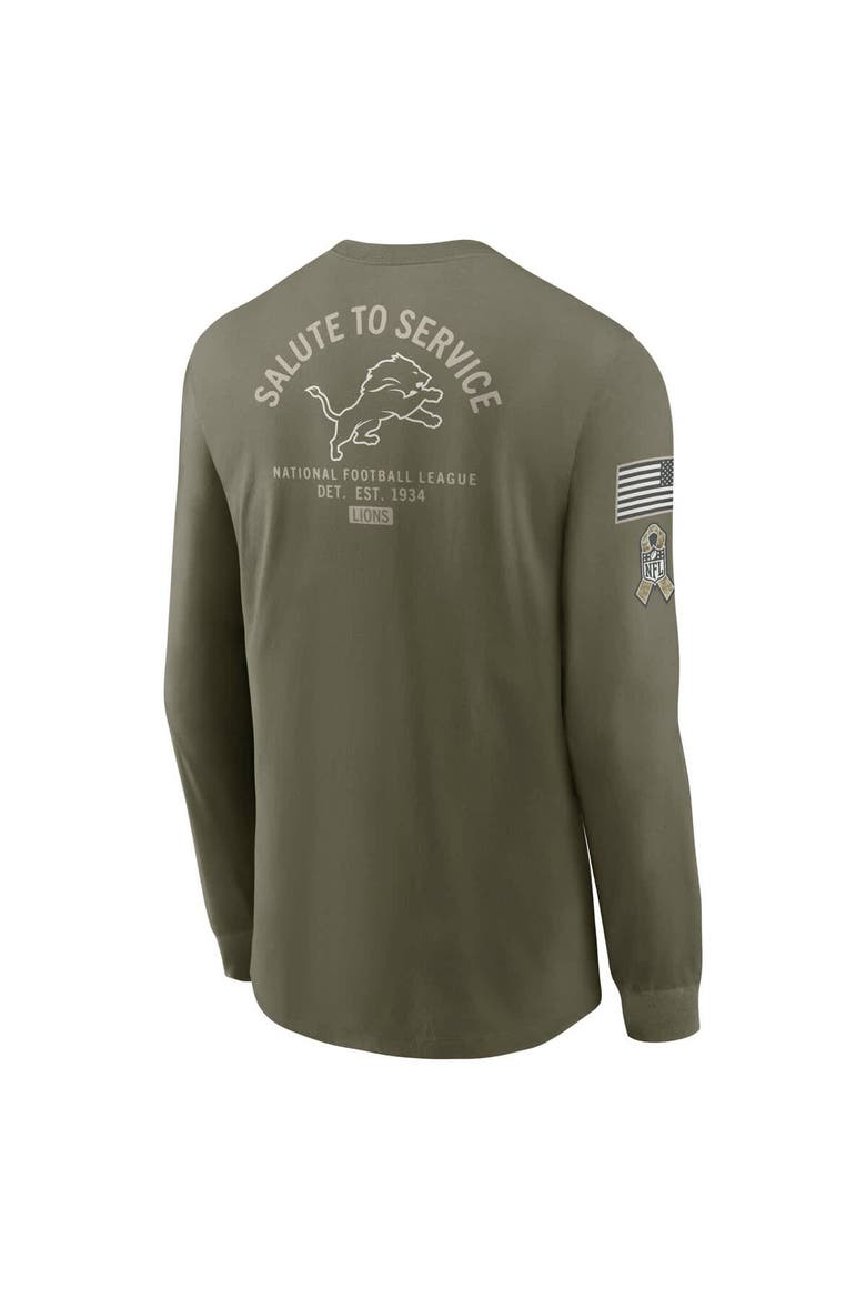 Men's Nike Olive Detroit Lions 2025 Salute to Service Sideline Long Sleeve T-Shirt, Alternate, color, Olive