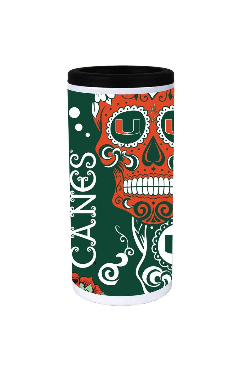 INDIGO FALLS Miami Hurricanes Dia Stainless Steel 12oz. Slim Can Cooler, Main, color, White