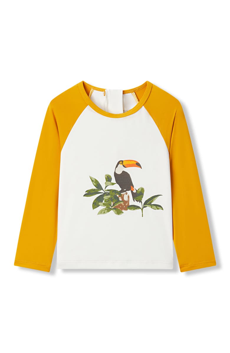 Milkbarn Long Sleeve Shirt and Trunks Swim Set, Main, color, Island Toucan