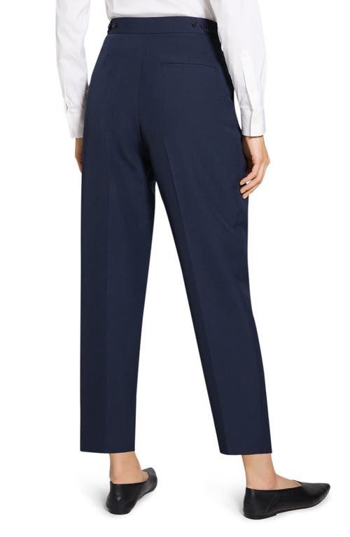 Theory Pleated Tapered Ankle Pants In Nocturne Navy