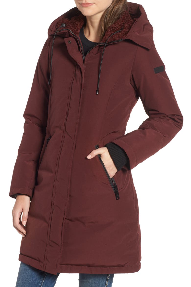 Faux Fur Trim Down Parka, Alternate, color, OLD BURGUNDY