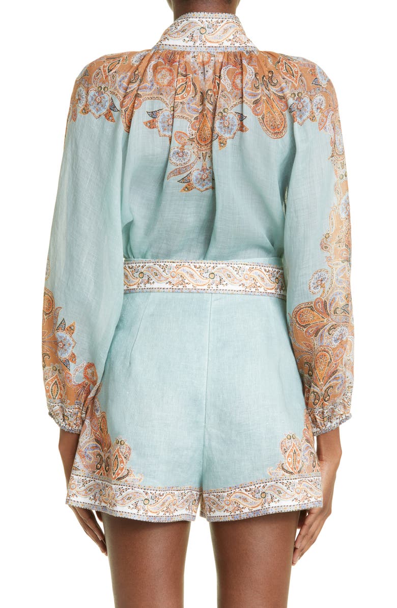 Zimmermann Devi Billow Ramie Blouse, Alternate, color, 
