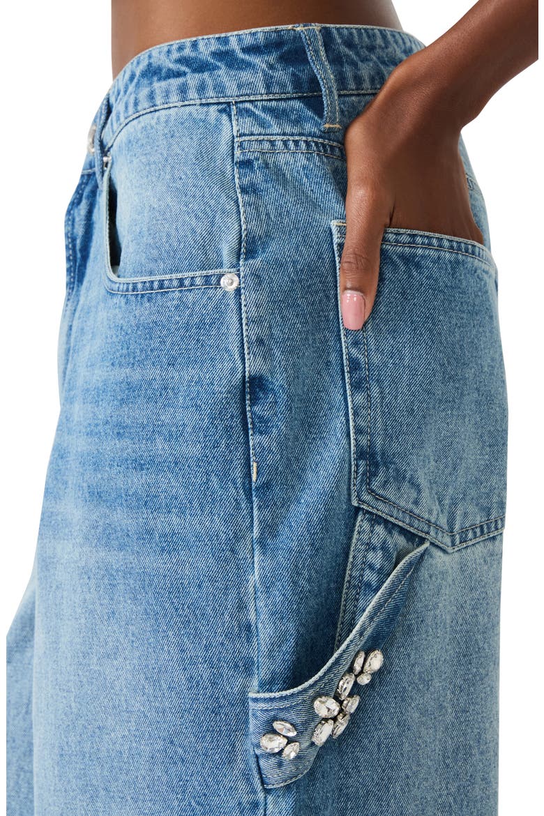 Sydnee Embellished Wide Leg Carpenter Jeans, Alternate, color, ARUBA BLUE