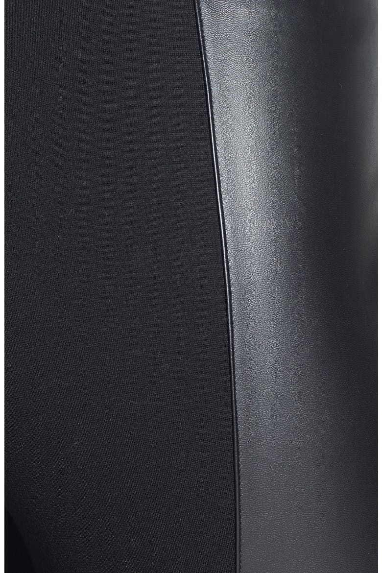 Faux Leather Stripe Ankle Zip Moto Leggings, Alternate, color, BLACK