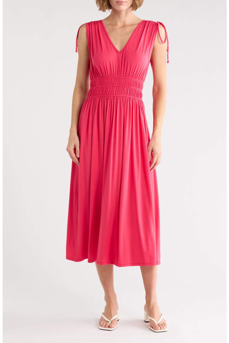 Cinched Waist Midi Dress, Main, color, PINK POLISH