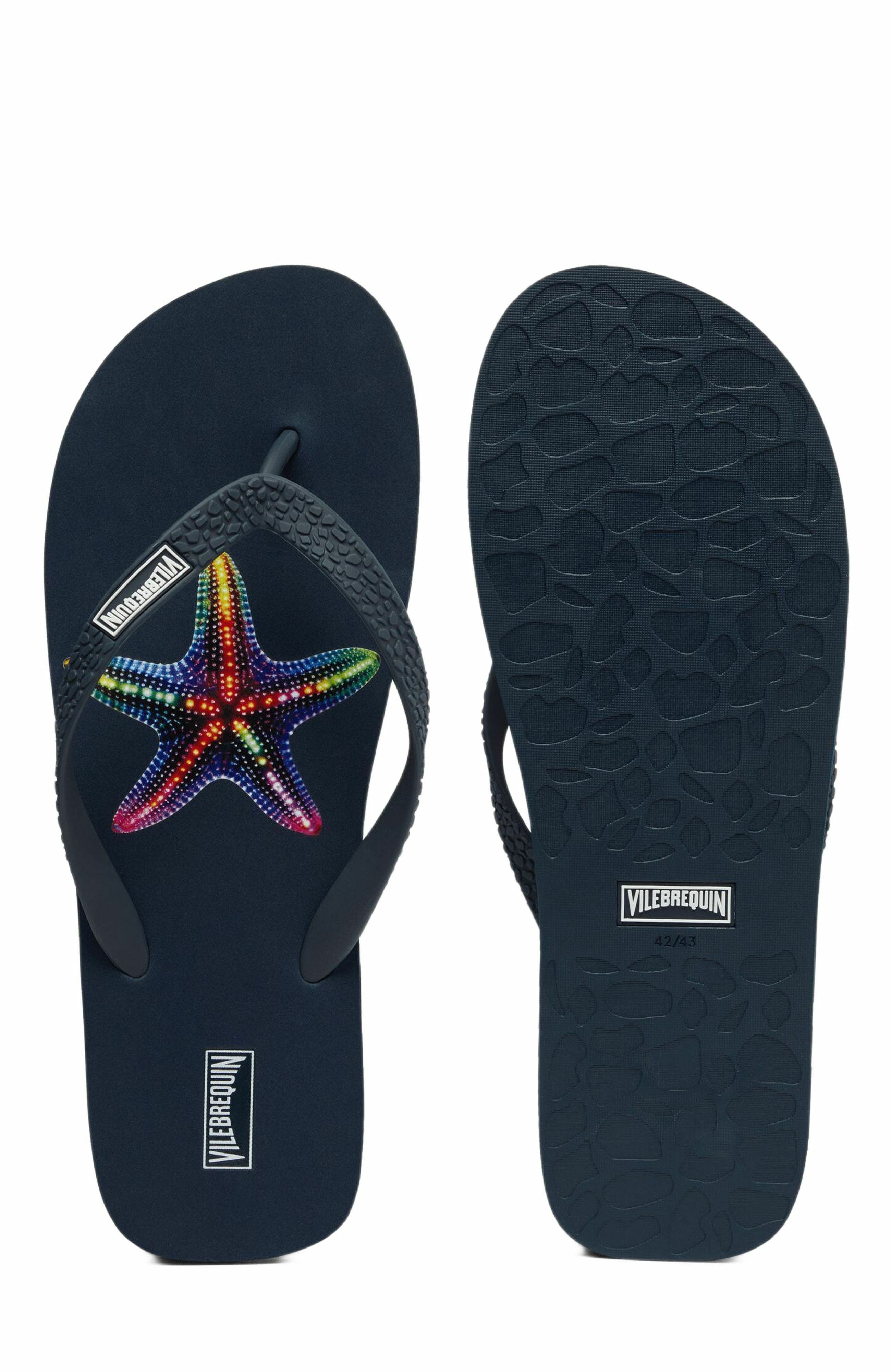 Vilebrequin Men's VBQ Line Flip Flops, Alternate, color, Bleu Marine
