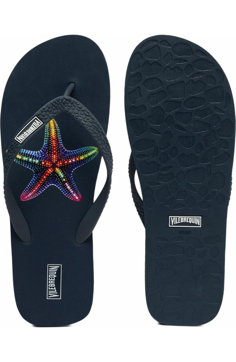 Vilebrequin Men's VBQ Line Flip Flops, Alternate, color, Bleu Marine