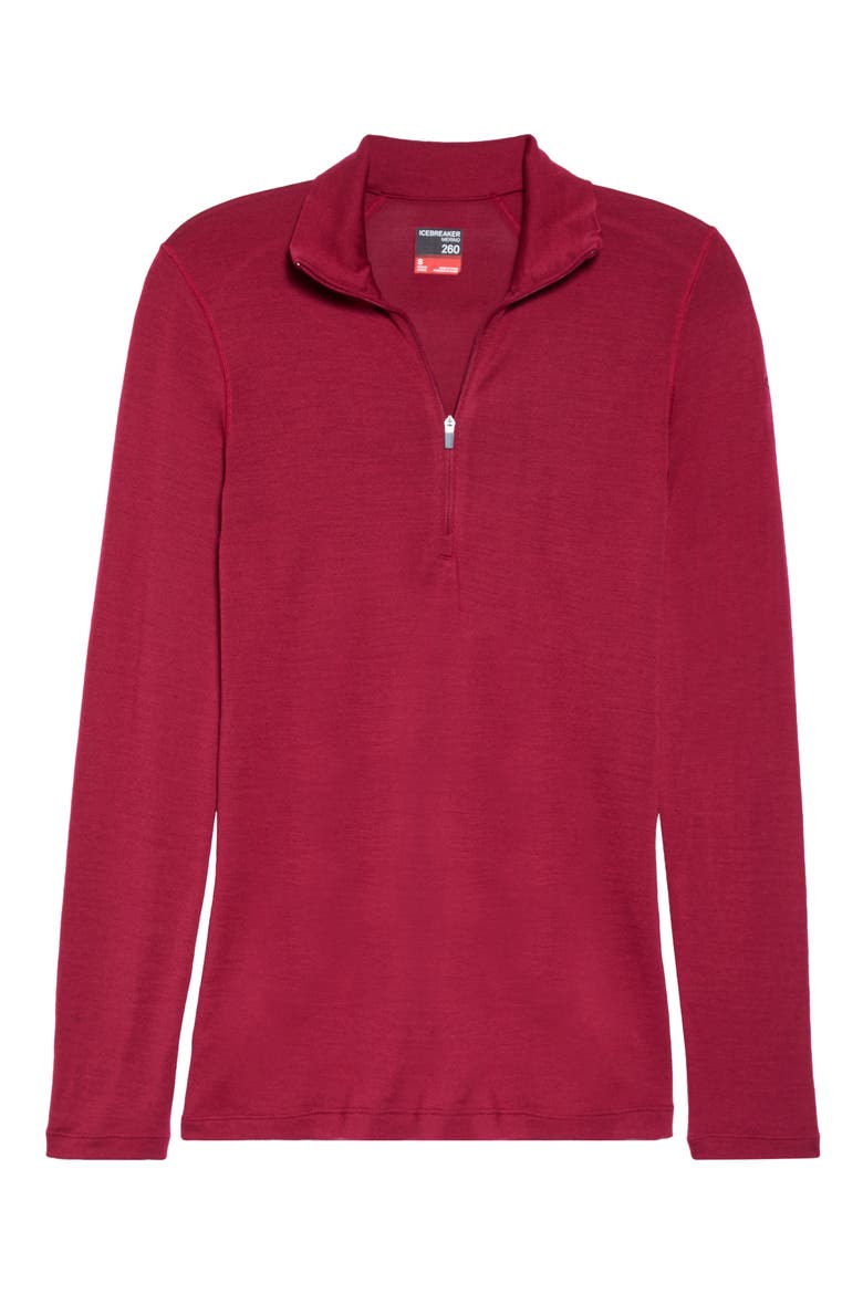 260 Tech Merino Wool Half Zip Base Layer Top, Alternate, color, CHERRY