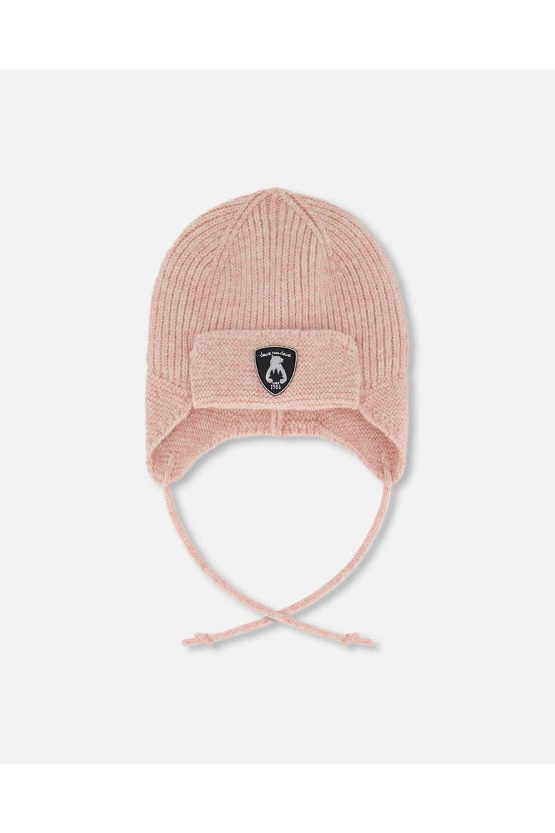 Lined Knit Hat with Ears and Strings, Main, color, Dusty Pink