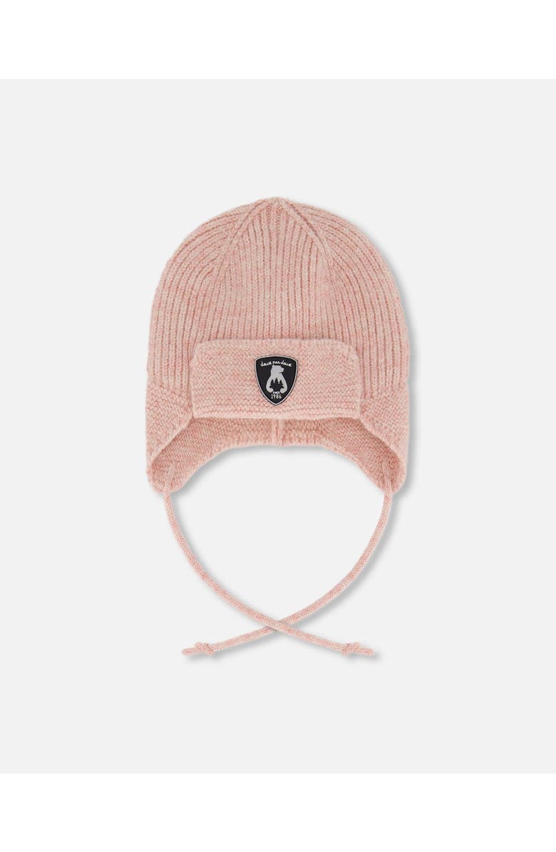 Deux par Deux Lined Knit Hat with Ears and Strings, Main, color, Dusty Pink