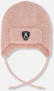 Deux par Deux Lined Knit Hat with Ears and Strings
