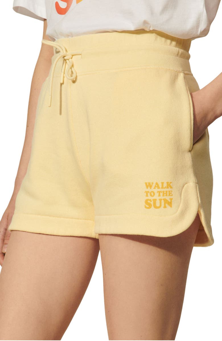 SANDRO Pedro Cotton Sweatshorts, Main, color, Jaune Pale