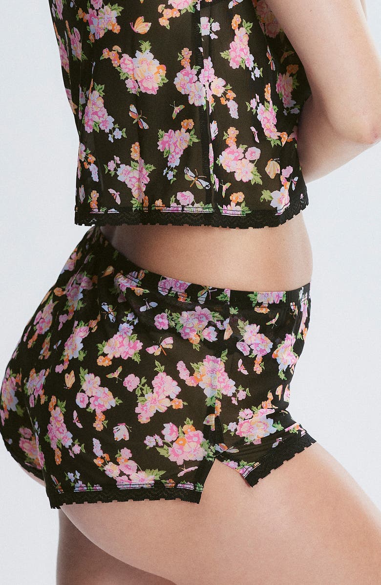 SAVAGE X FENTY Mesh Sleep Shorts, Alternate, color, Black Caviar