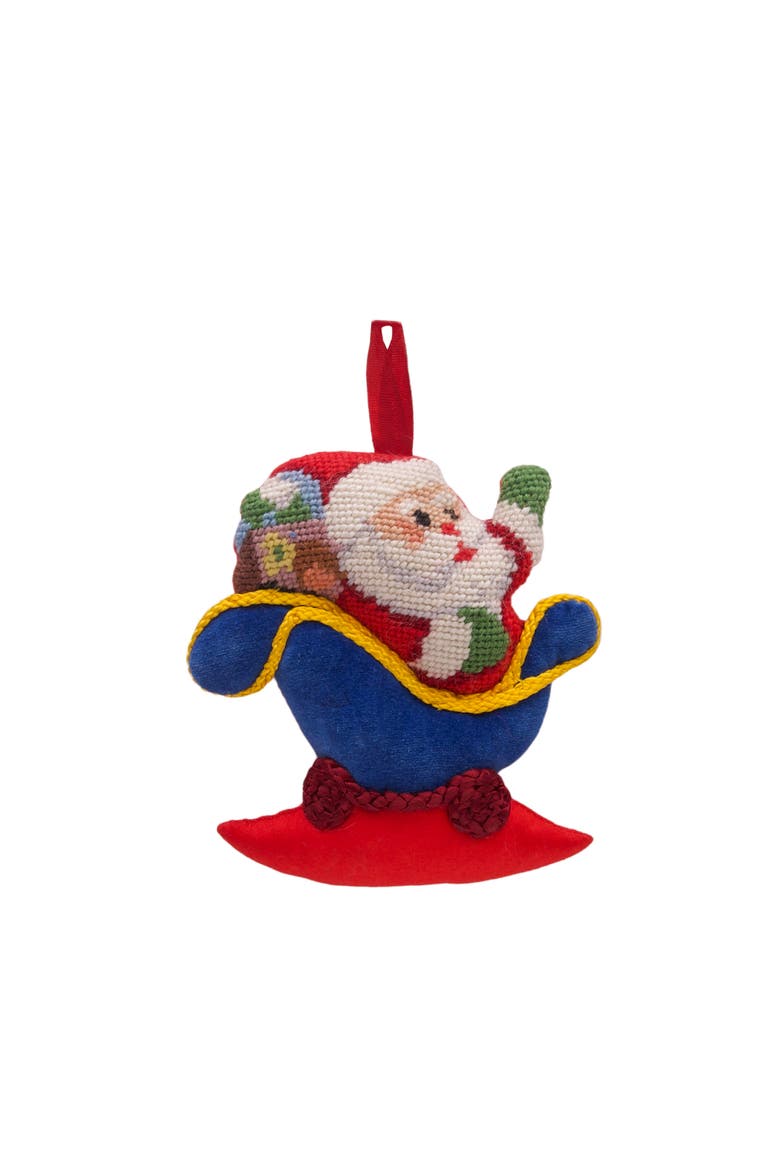 Santa Petit Point Mini Stocking Ornaments Set/6, Main, color, Red