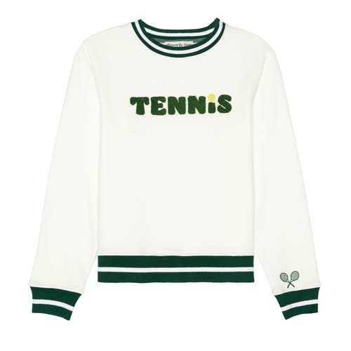 Ellsworth + Ivey Tennis Crewneck Sweatshirt In Ivory In White