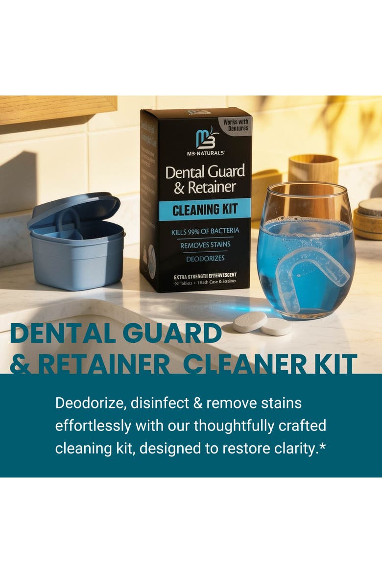 Retainer Cleaner Tablets & Denture Bath Case Set, 92 Count, Alternate, color, No Colour