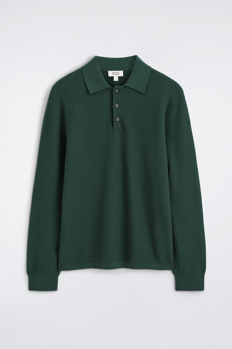 Honeycomb-knit Polo Shirt, Alternate, color, DARK GREEN