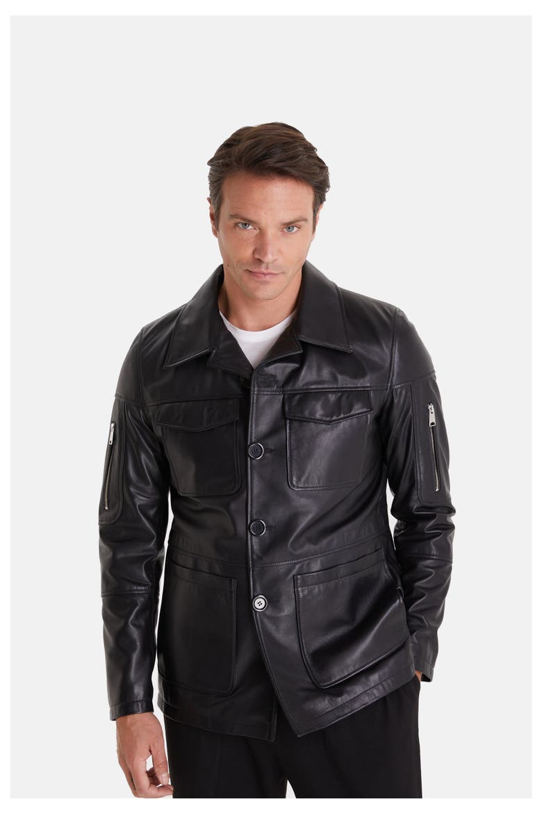 Cedric Leather Jacket, Alternate, color, Black
