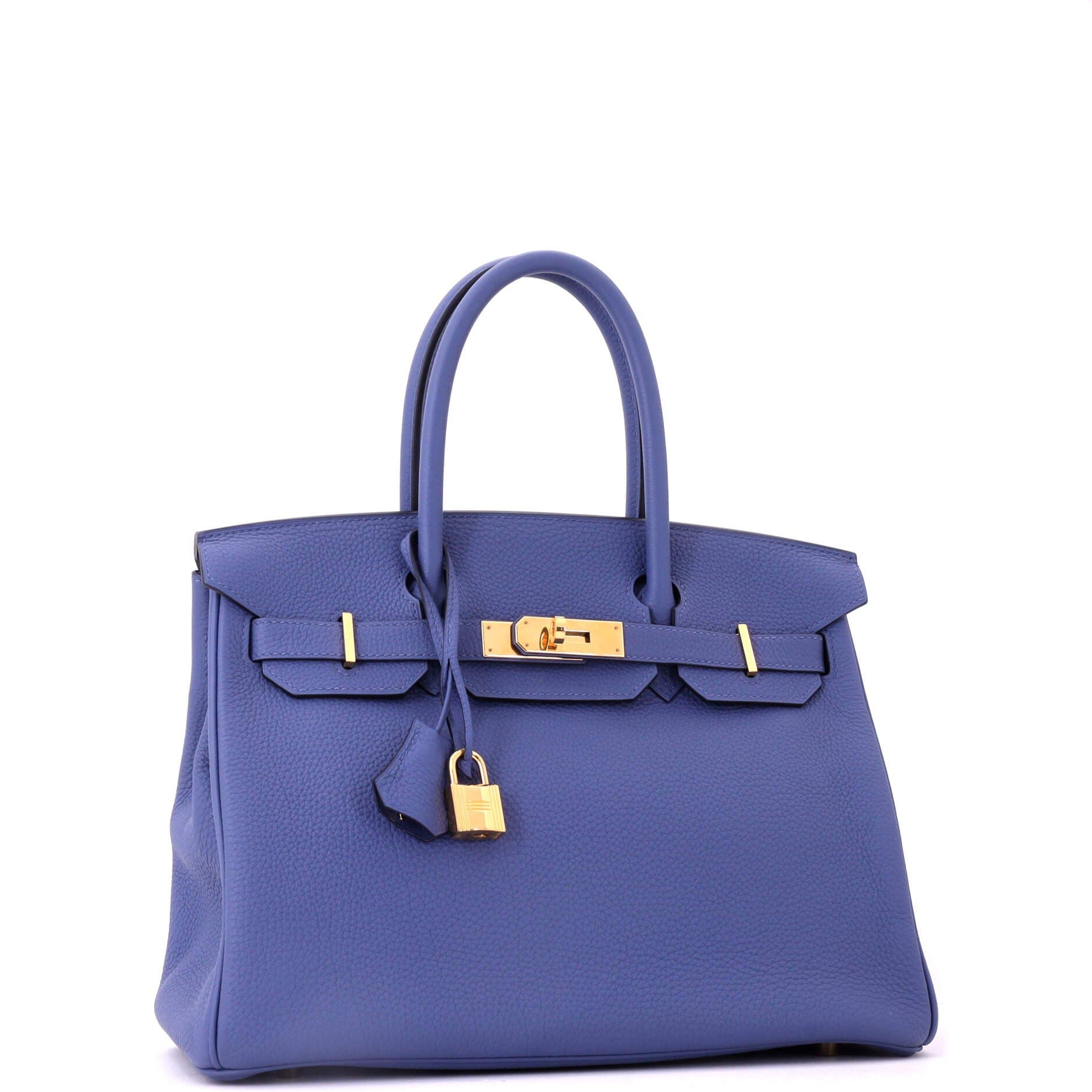 Pre-Owned Hermes Birkin Handbag Blue Togo with Gold Hardware 30, Alternate, color, Bleu Brighton