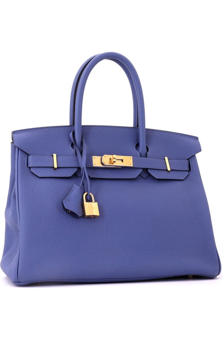 Pre-Owned Hermes Birkin Handbag Blue Togo with Gold Hardware 30, Alternate, color, Bleu Brighton