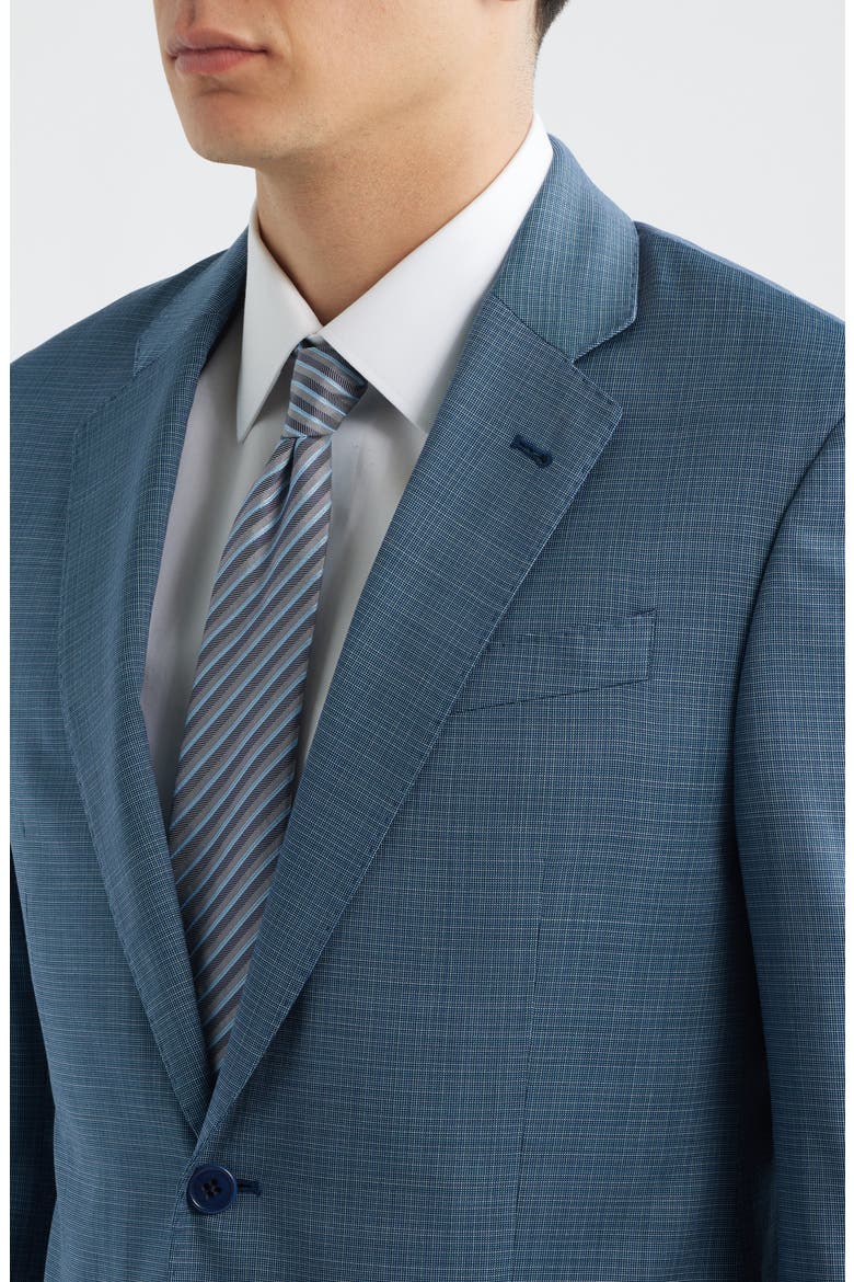 Teal Microcheck Virgin Wool Suit, Alternate, color, TEAL
