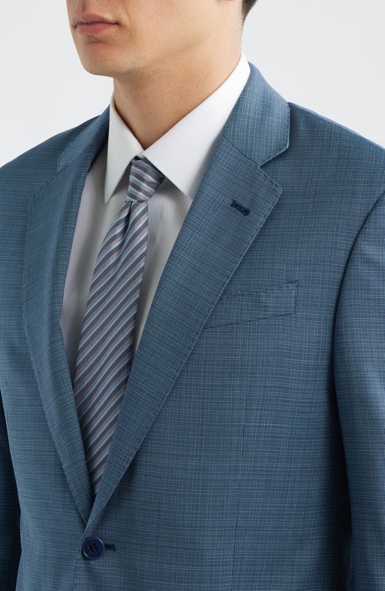 Emporio Armani Teal Microcheck Virgin Wool Suit, Alternate, color, Teal