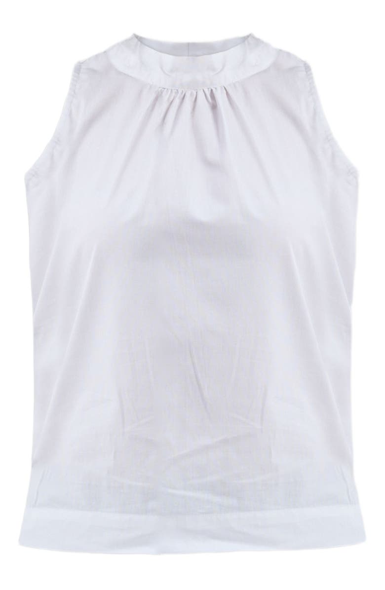 Reistor High-Neck Top with Gathers in White, Alternate, color, White