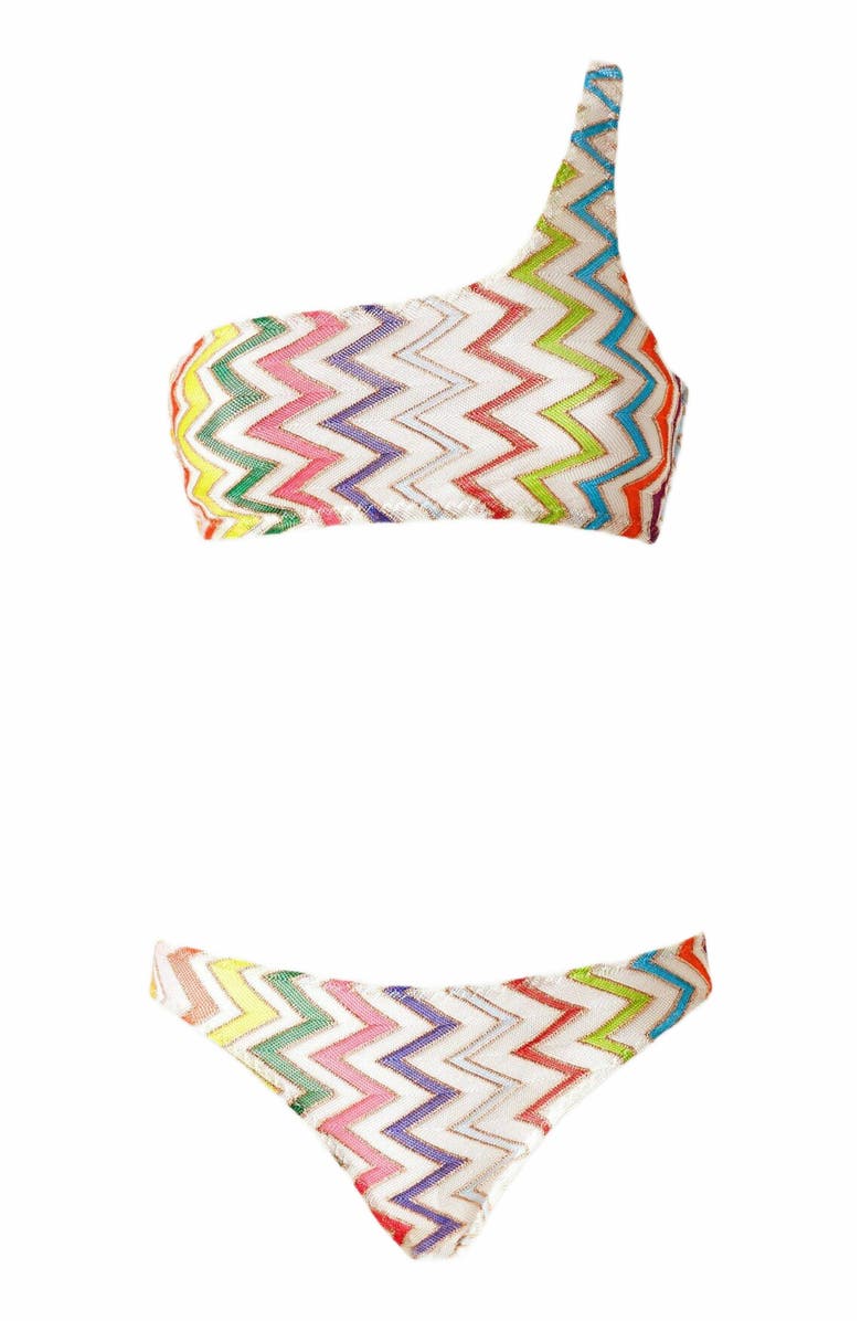 Missoni One-shoulder Bikini With Double Ties, Alternate, color, Multicoloured