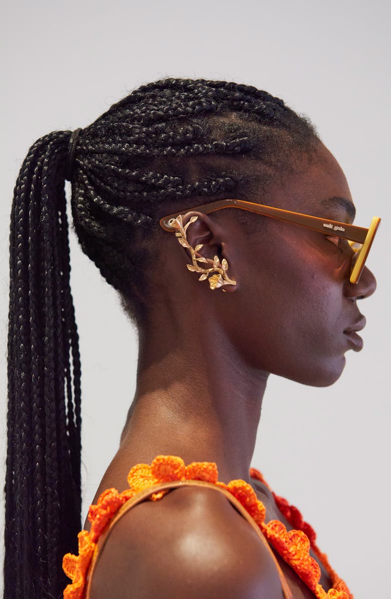 Cult Gaia Fana Vine Ear Climber, Alternate, color, Brushed Brass