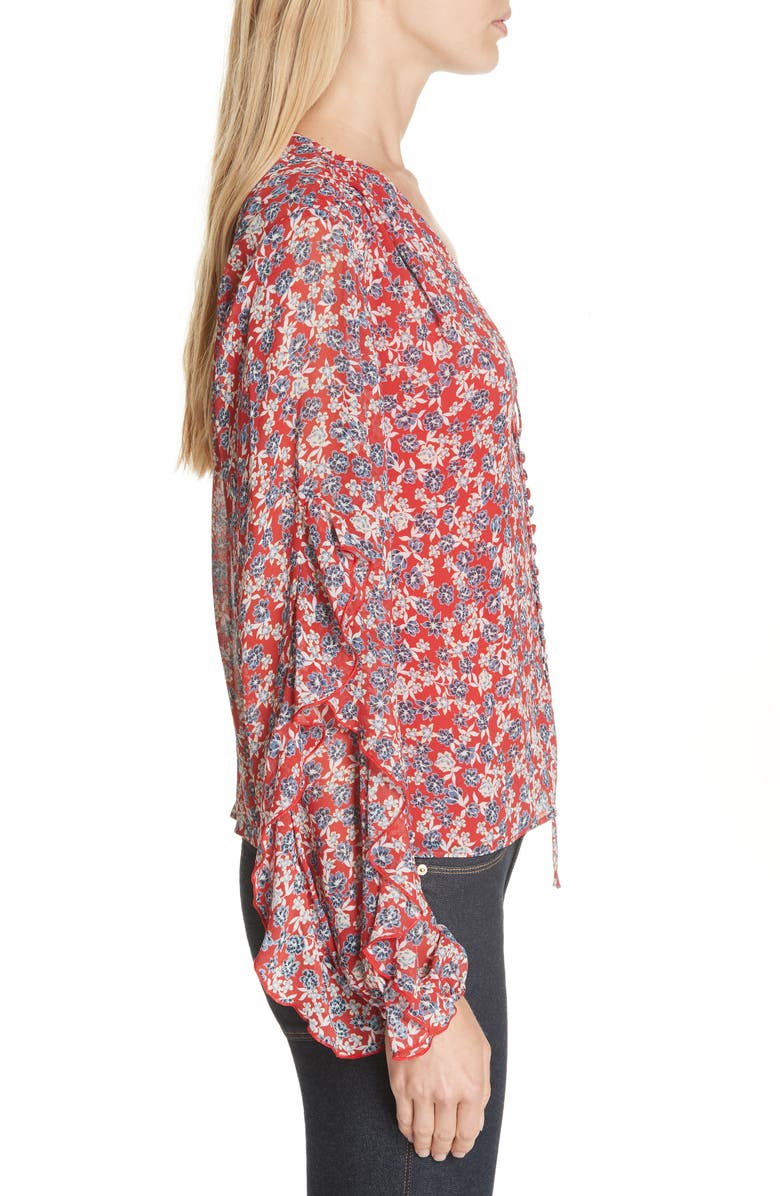 NICHOLAS Red Blossom Silk Blouse, Alternate, color,