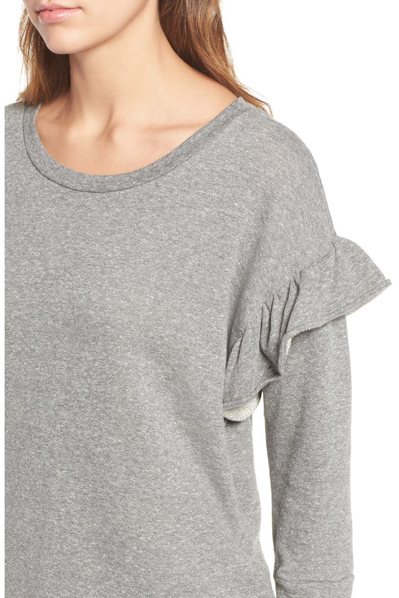 The Ruffle Sweatshirt, Alternate, color, HEATHER GREY