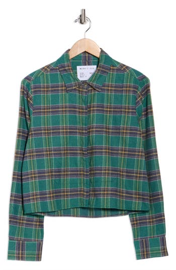 Cissa The Bib Plaid Cotton Button-up Shirt In Green