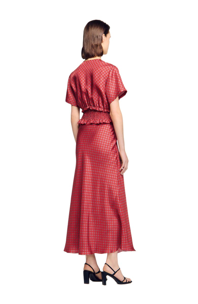 SANDRO Scarf print maxi dress, Alternate, color, Red / Pink