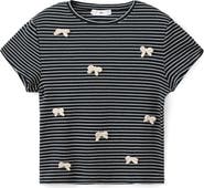 MANGO Stripe Bow Embellished T-Shirt