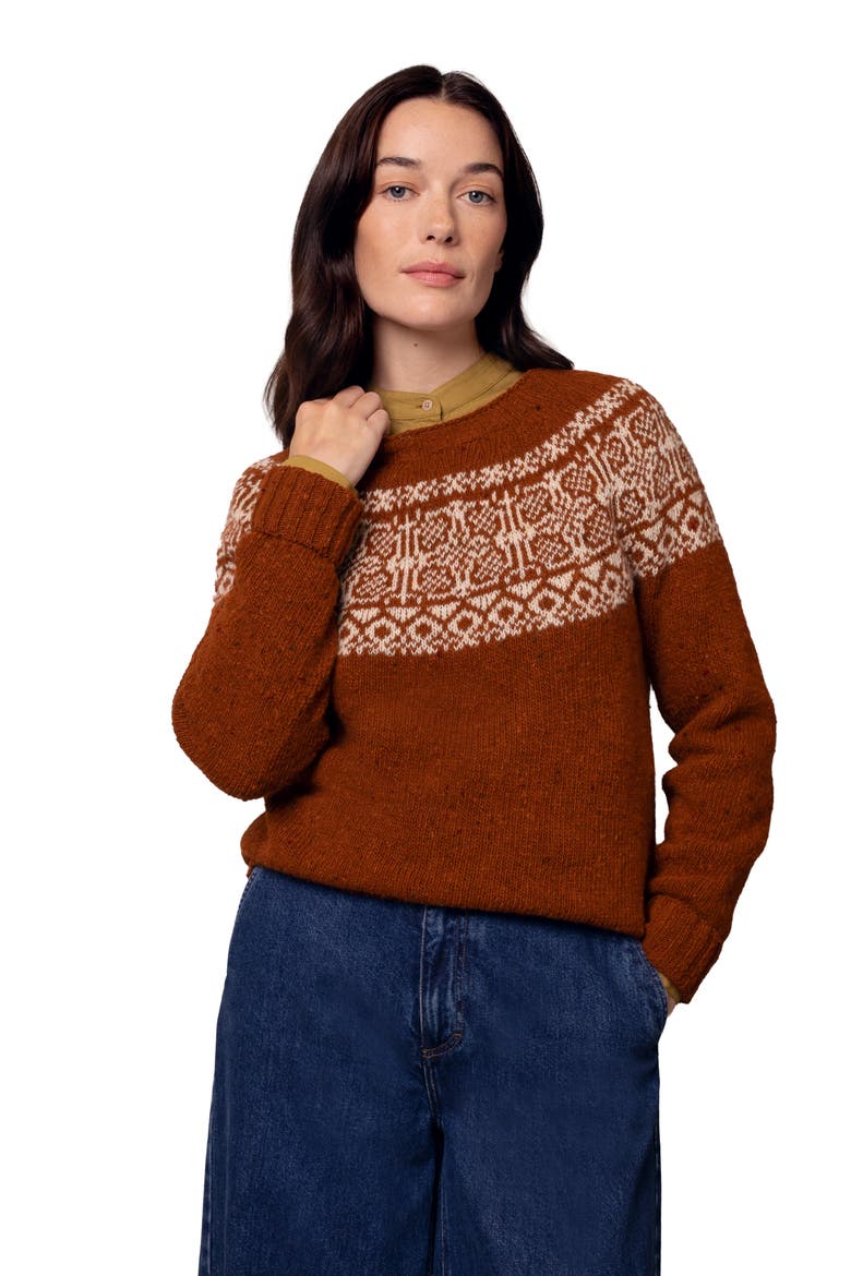 Donegal Fair Isle Yoke Sweater, Main, color, Rust