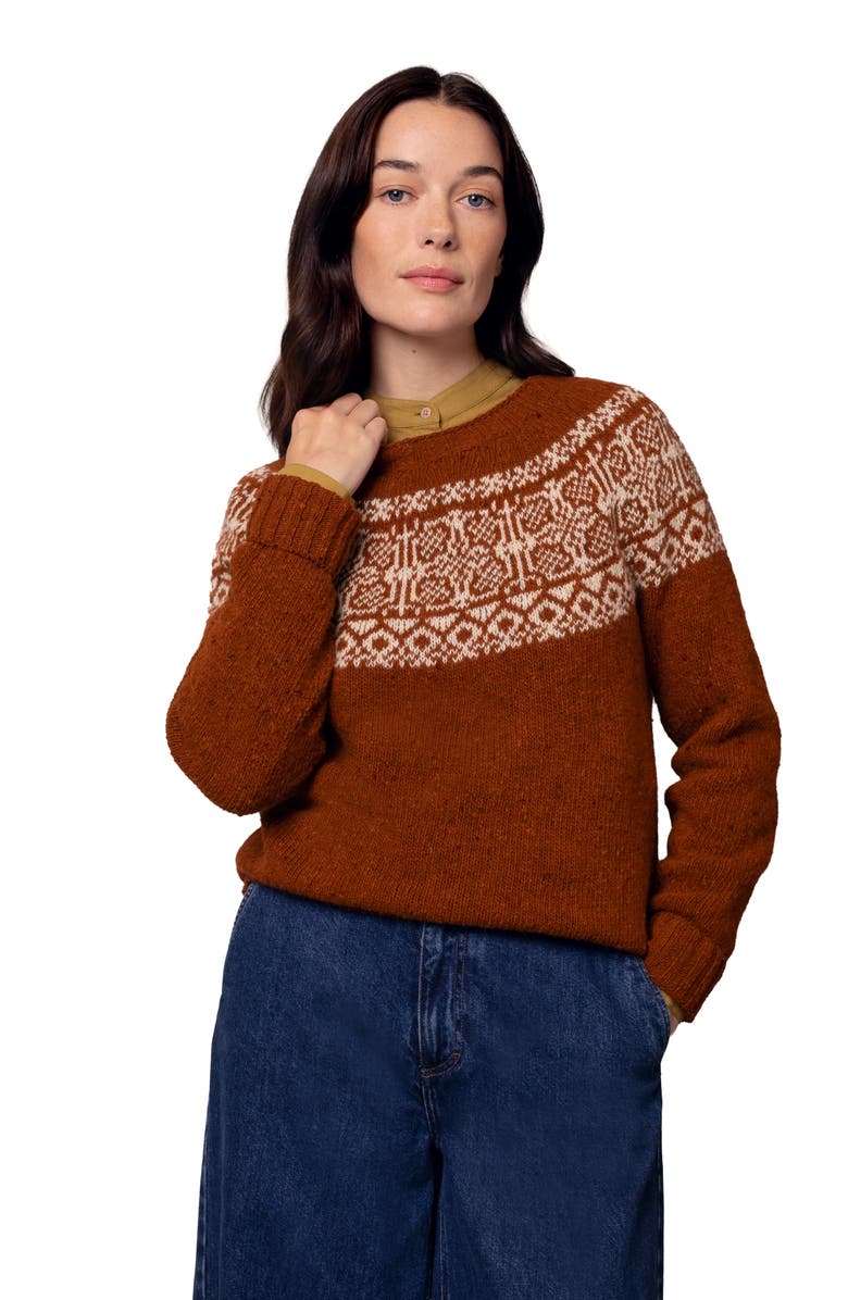 Celtic & Co. Donegal Fair Isle Yoke Sweater, Main, color, Rust